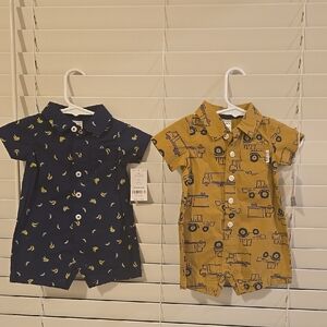 Baby Romper Set - Navy and Mustard